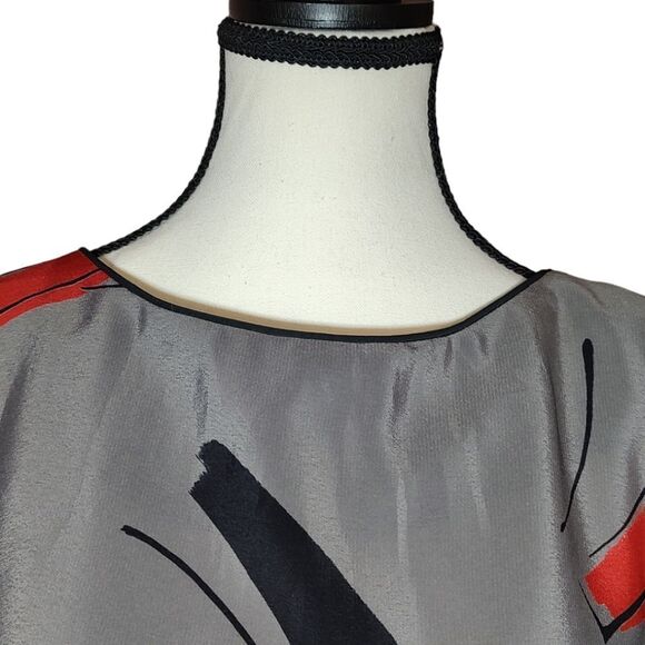 Vintage 80's Abstract Grey Drop Waist Joseph Ribkoff Mini Dress - Picture 4 of 7